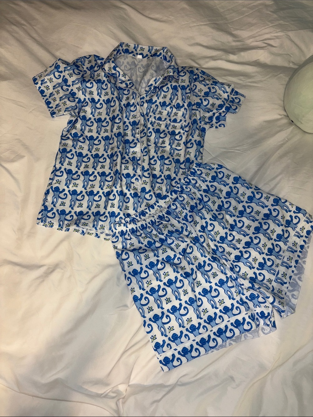 Kids Blue Monkey-Print Pajama Set